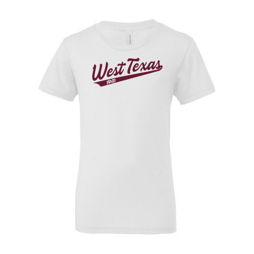  Bella + Canvas Youth White Jersey T Shirt - West Texas A&M Script