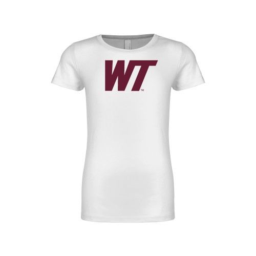  Next Level Girls White Fashion Fit T Shirt - West Texas A&M Primary Mark