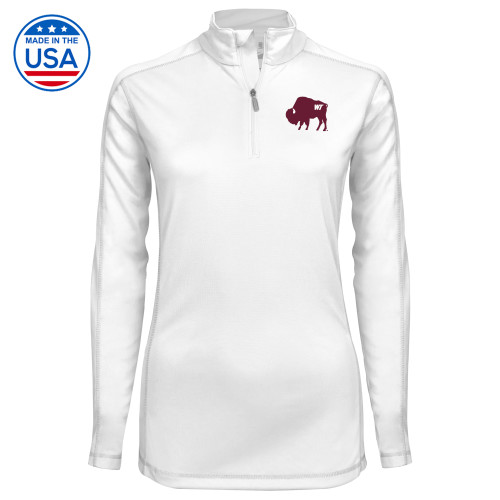  Syntrel Womens White Interlock 1/4 Zip - WT Branded Buffalo