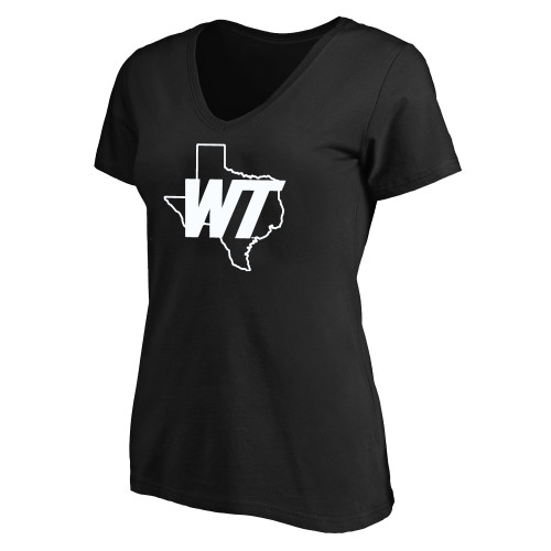  Womens Plus Black V Neck T Shirt - WT Texas Mark