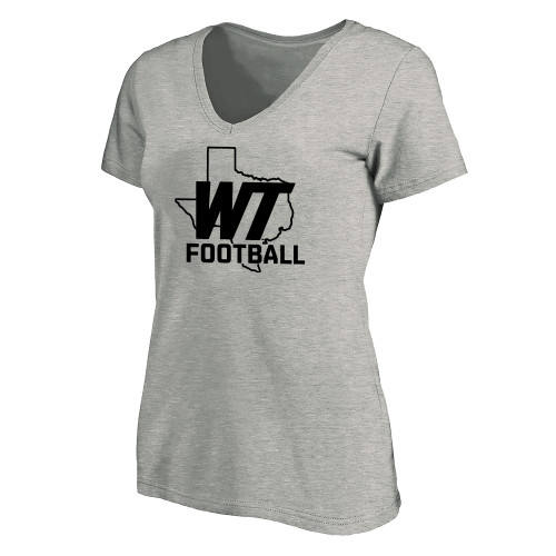  Womens Plus Heather Grey V Neck T Shirt - WT Texas Football