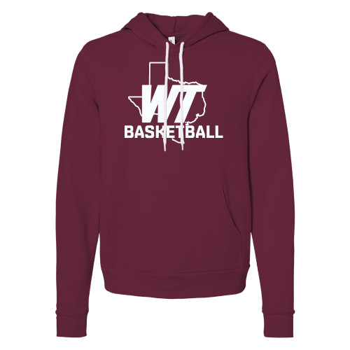  Bella + Canvas Maroon Fleece Hood - WT Texas Basketball