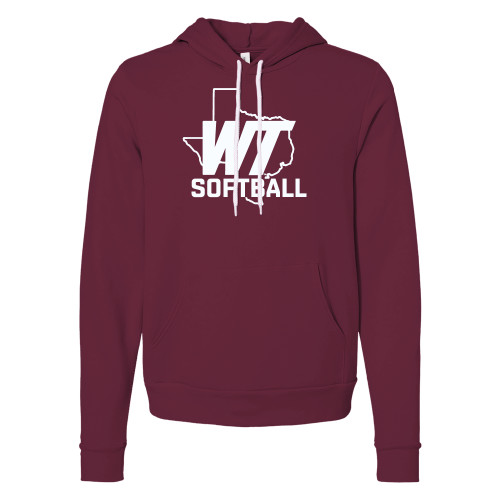  Bella + Canvas Maroon Fleece Hood - WT Texas Softball