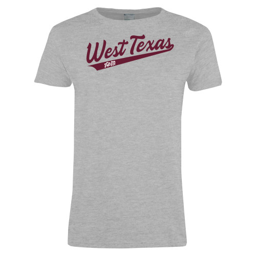  Womens Grey Short Sleeve Tee - West Texas A&M Script