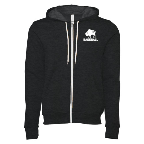  Bella + Canvas Dark Grey Heather Full Zip Hood - WT Buffalo Baseball
