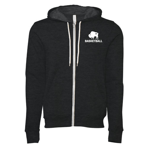  Bella + Canvas Dark Grey Heather Full Zip Hood - WT Buffalo Basketball