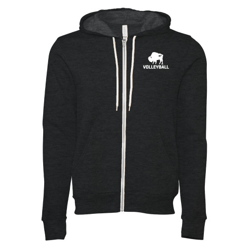  Bella + Canvas Dark Grey Heather Full Zip Hood - WT Buffalo Volleyball