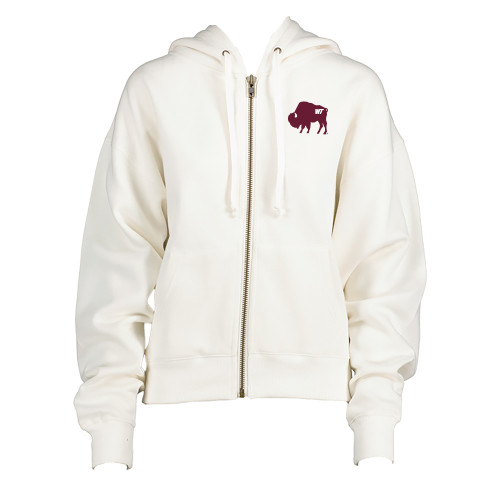  ENZA Womens White Boxy Full Zip Hood - WT Branded Buffalo
