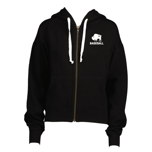  ENZA Womens Black Boxy Full Zip Hood - WT Buffalo Baseball