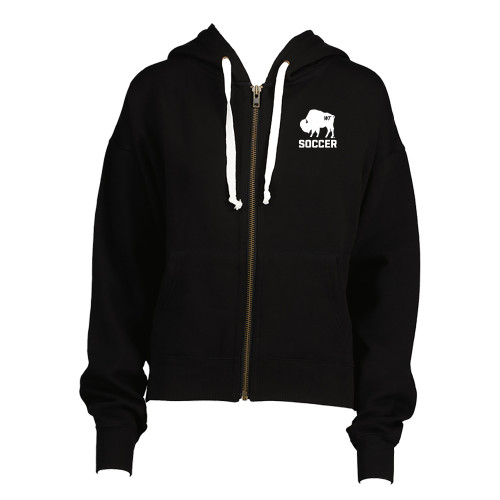  ENZA Womens Black Boxy Full Zip Hood - WT Buffalo Soccer