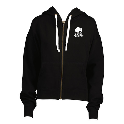  ENZA Womens Black Boxy Full Zip Hood - WT Buffalo Cross Country