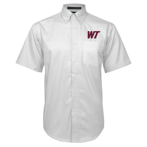  White Twill Button Down Short Sleeve - West Texas A&M Primary Mark