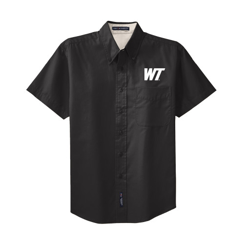  Black Twill Button Down Short Sleeve - West Texas A&M Primary Mark