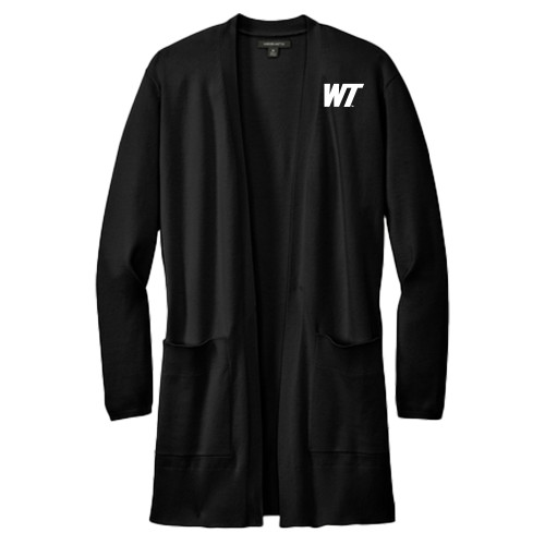  Mercer + Mettle Womens Black Open Front Cardigan Sweater - West Texas A&M Primary Mark