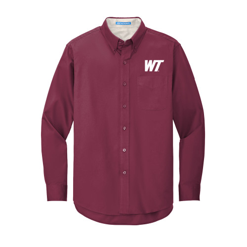  Maroon Twill Button Down Long Sleeve - West Texas A&M Primary Mark