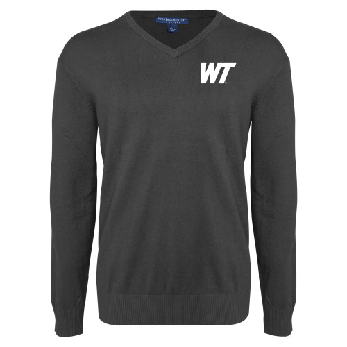  Charcoal Heather VNeck Sweater - West Texas A&M Primary Mark