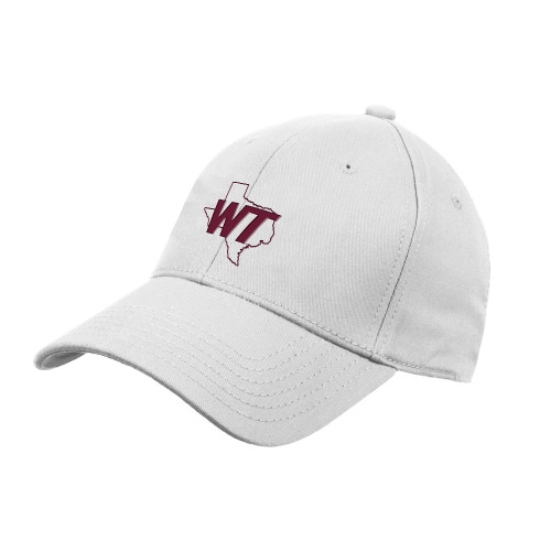  White Structured Adjustable Pro Style Hat - WT Texas Mark