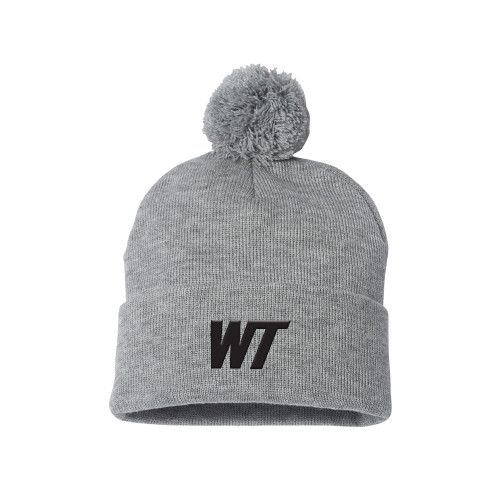  Sportsman Heather Grey Pom Pom Cuffed Beanie - West Texas A&M Primary Mark