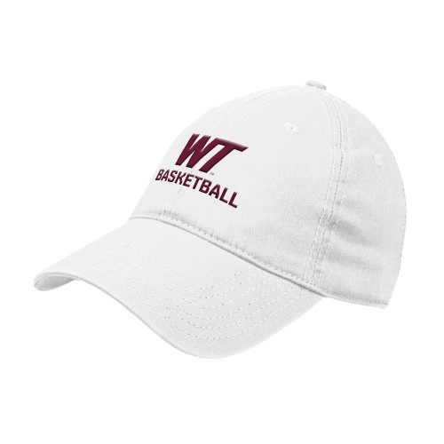  White Unstructured Adjustable Low Profile Hat - WT Basketball