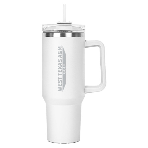  Hippo White Mug & Straw Lid with Twist Closure 40 oz - West Texas A&M - Golf Engraved