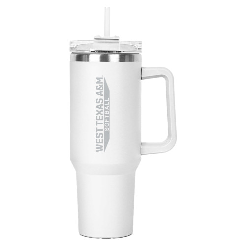  Hippo White Mug & Straw Lid with Twist Closure 40 oz - West Texas A&M - Softball Engraved