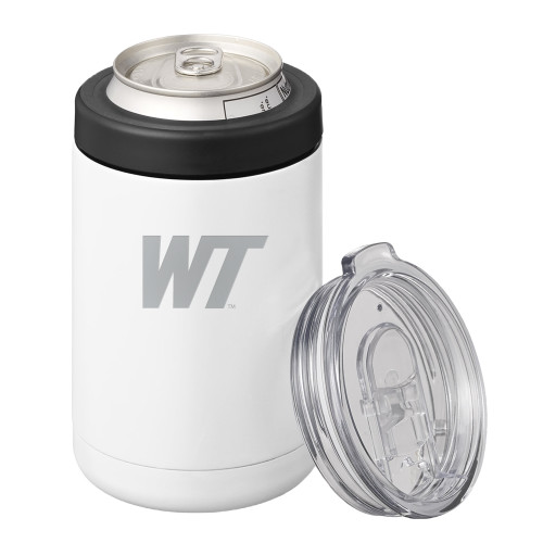  2 in 1 White Can Cooler Tumbler 12oz - West Texas A&M Primary Mark Engraved