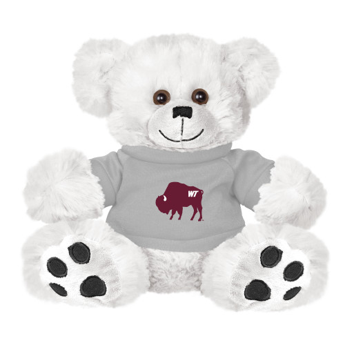  Plush Big Paw 8 1/2 inch White Bear w/Grey Shirt - WT Branded Buffalo