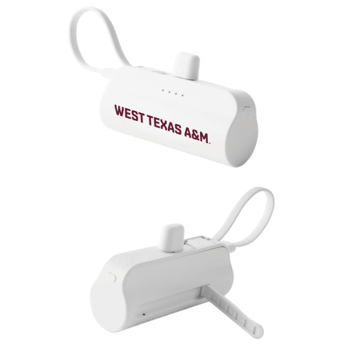  Sidekick White 4500 mAh Power Bank - West Texas A&M Wordmark