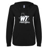 Thumbnail image for  ENZA Womens Black V Notch Raw Edge Fleece Hoodie