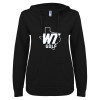 Thumbnail image for  ENZA Womens Black V Notch Raw Edge Fleece Hoodie