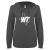 Thumbnail image for  ENZA Womens Dark Heather V Notch Raw Edge Fleece Hoodie