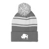 Thumbnail image for  Grey/White Two Tone Knit Pom Beanie w/Cuff