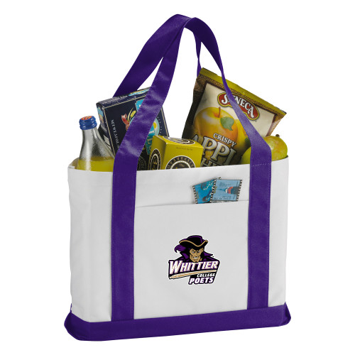  Contender White/Purple Canvas Tote - Primary Mark