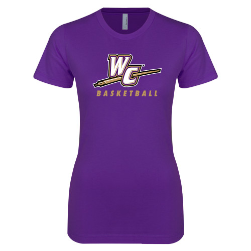  Next Level Womens Purple Boyfriend Tee - Basketball