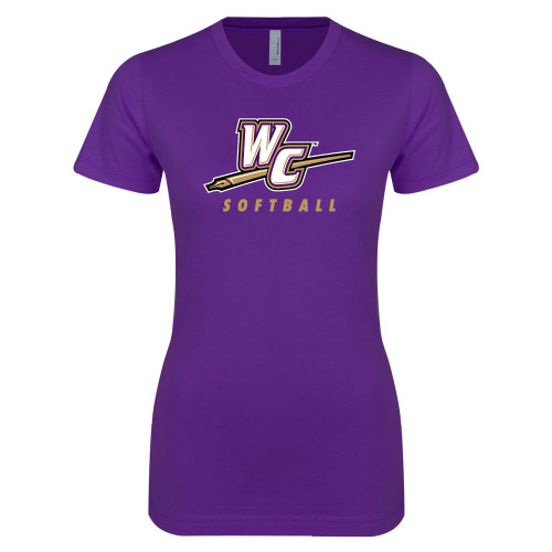  Next Level Womens Purple Boyfriend Tee - Softball