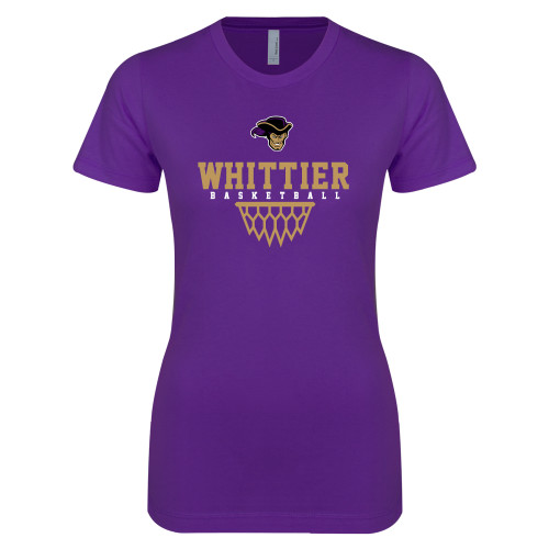  Next Level Womens Purple Boyfriend Tee - Basketball