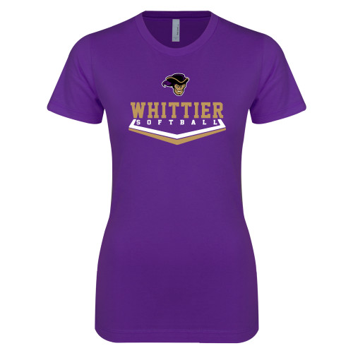  Next Level Womens Purple Boyfriend Tee - Softball