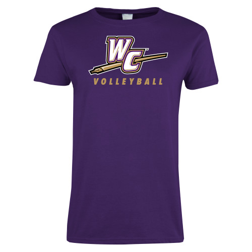  Womens Purple Short Sleeve Tee - Volleyball