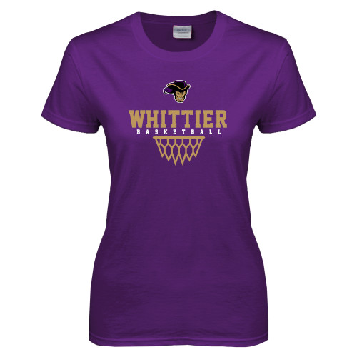  Womens Purple Short Sleeve Tee - Basketball