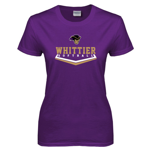  Womens Purple Short Sleeve Tee - Softball