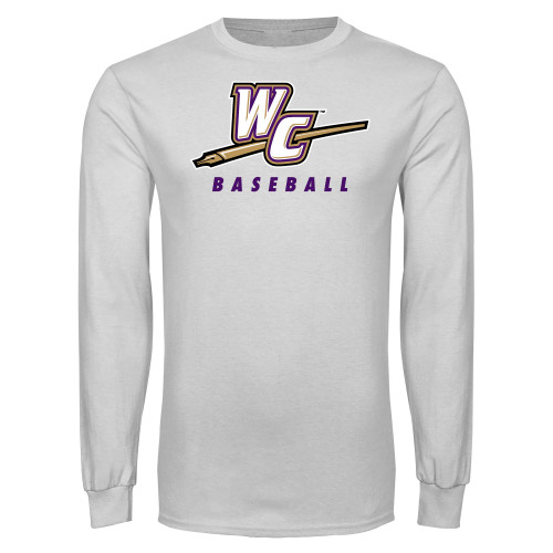  White Long Sleeve T Shirt - Baseball