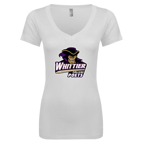  Next Level Womens White Ideal V Tee - Primary Mark