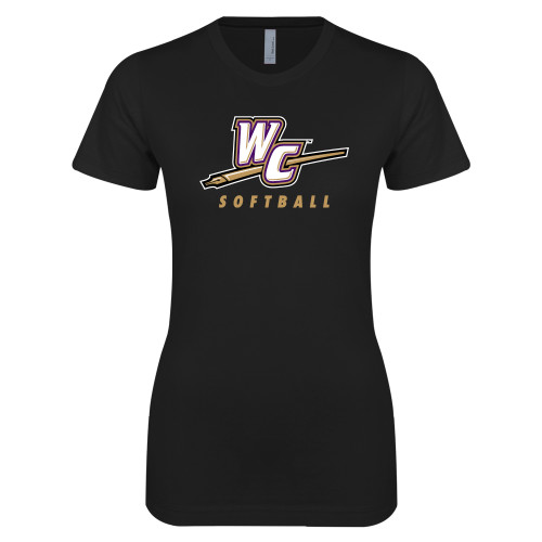  Next Level Womens Black Boyfriend Tee - Softball