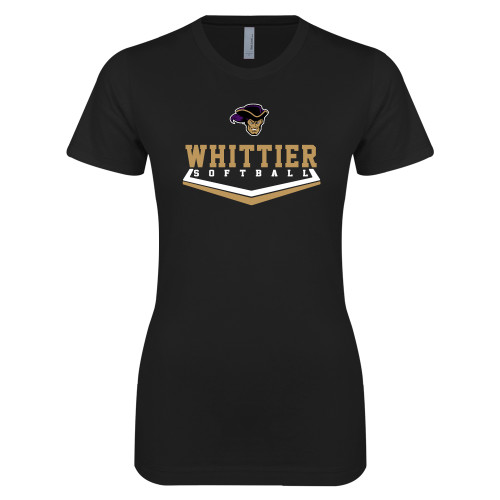 Next Level Womens Black Boyfriend Tee - Softball