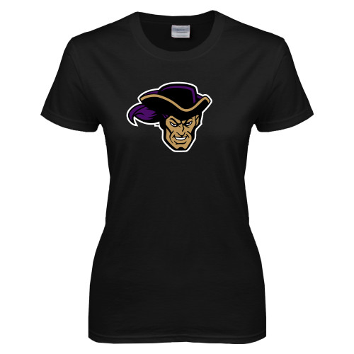  Womens Black Short Sleeve Tee - Poet Head