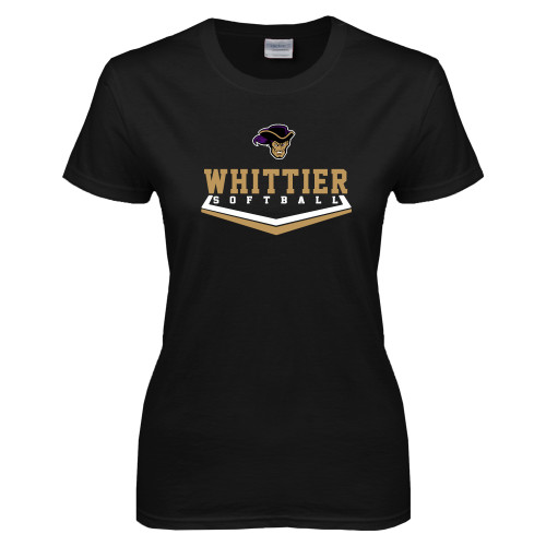  Womens Black Short Sleeve Tee - Softball