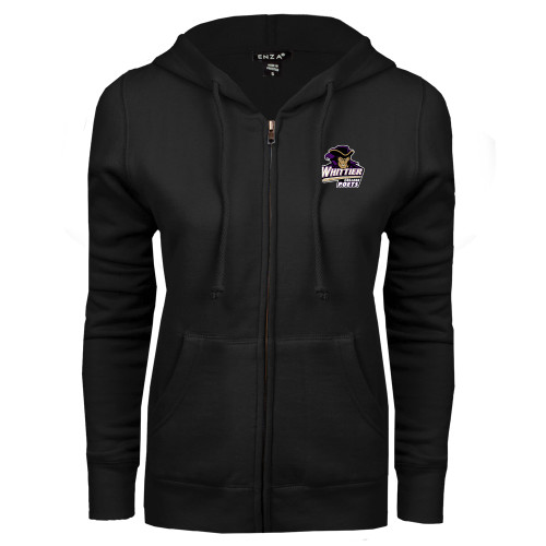  ENZA Womens Black Fleece Full Zip Hoodie - Primary Mark