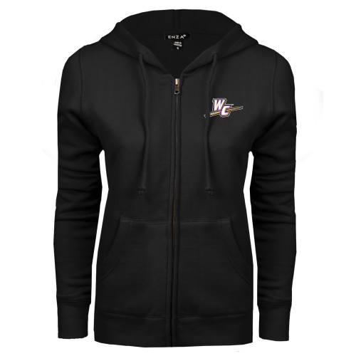  ENZA Womens Black Fleece Full Zip Hoodie - WC with Pen
