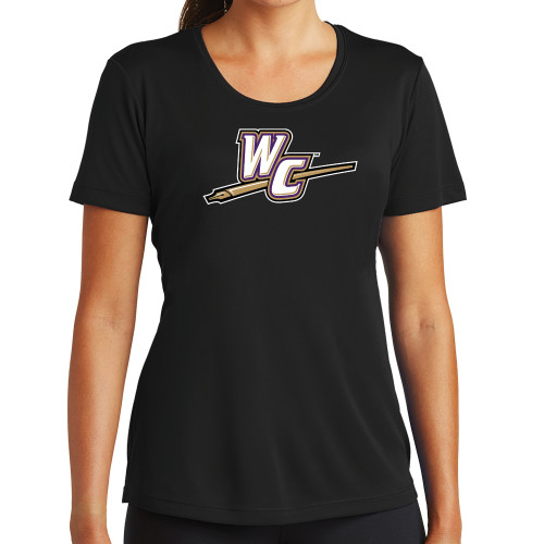  Womens Black Performance Tee - WC with Pen