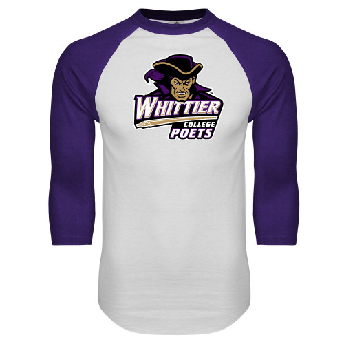  White/Purple Raglan Baseball T Shirt - Primary Mark